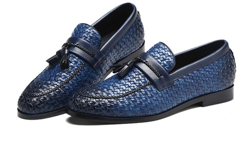 Delvet Męskie Mokasyny Luksusowe Buty - Niebieski