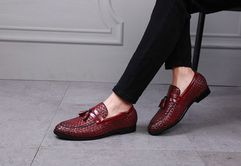 Delvet Męskie Mokasyny Luksusowe Buty - Niebieski