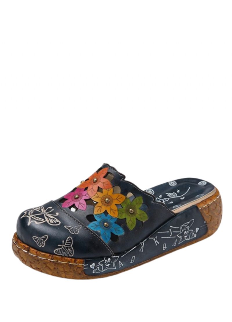 Diana Damskie Platformowe Skórzane Clogs