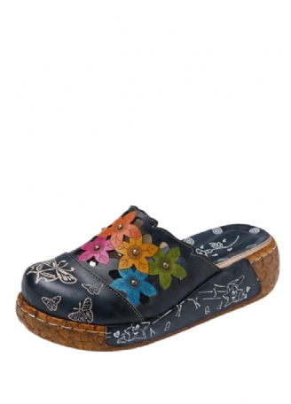 Diana Damskie Platformowe Skórzane Clogs