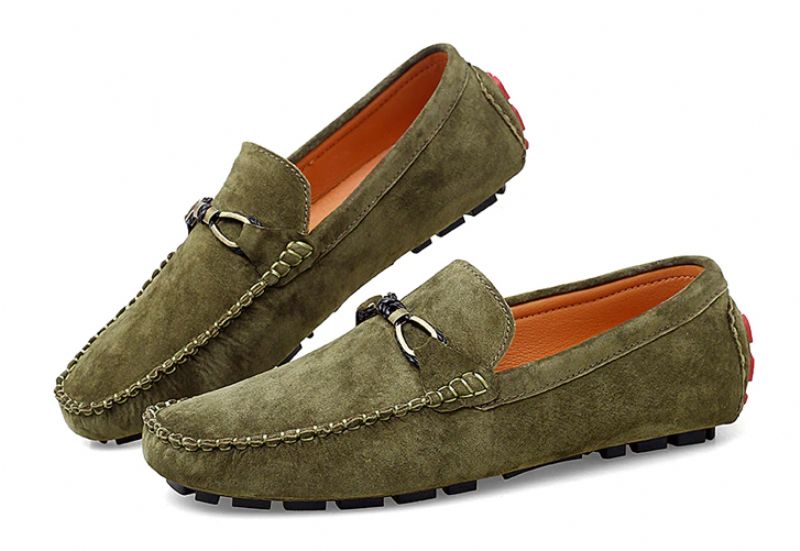Diler Męskie Mokasyny Zamszowe Buty - Khaki