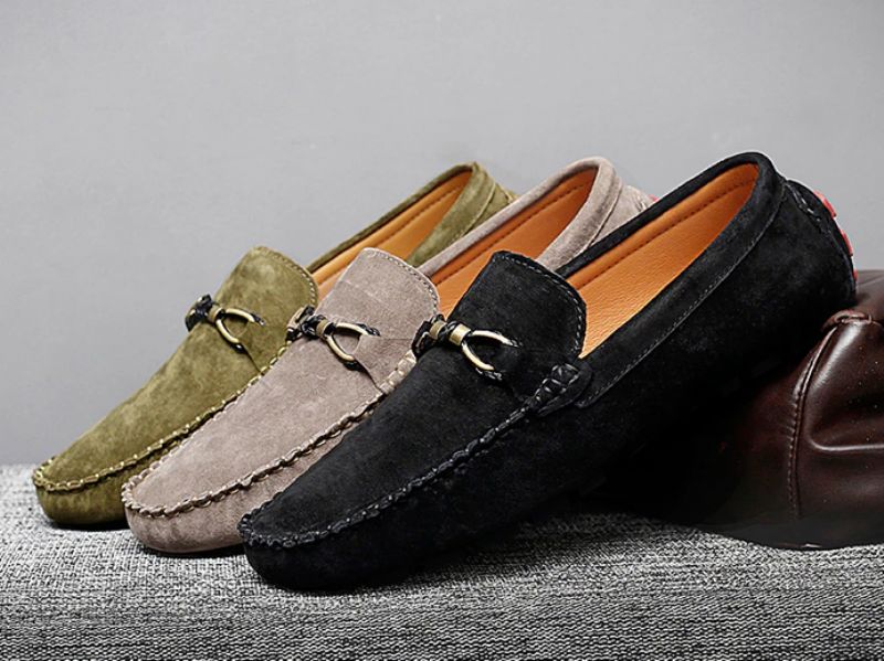 Diler Męskie Mokasyny Zamszowe Buty - Khaki