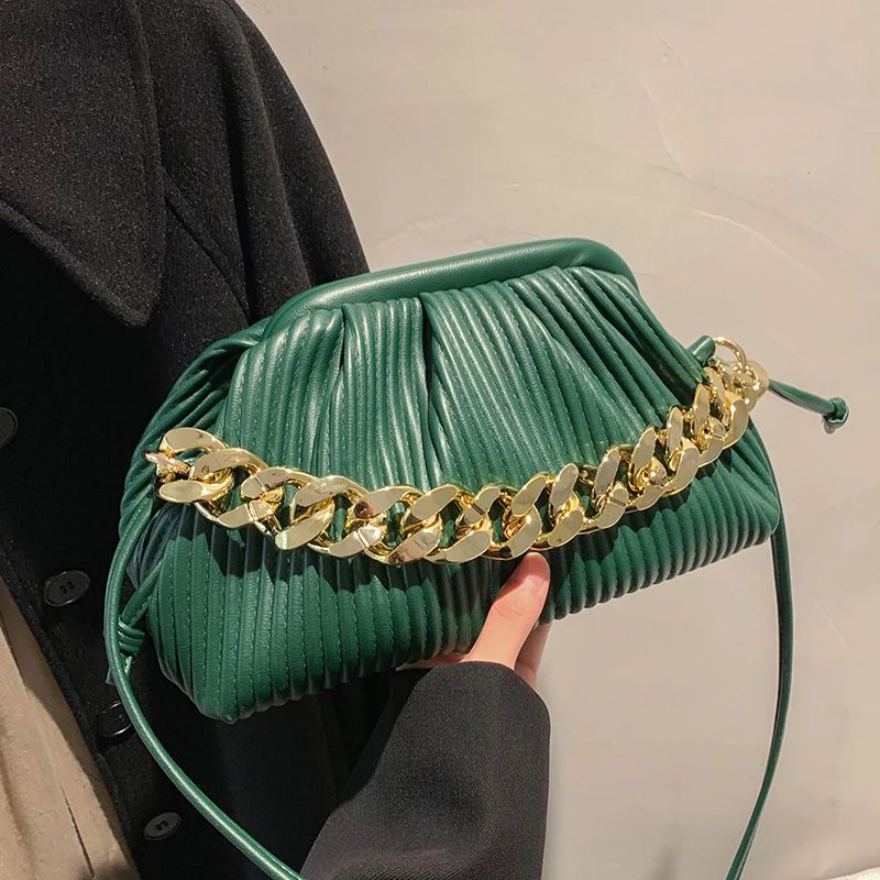 Eimy Damska Gruba Łańcuszkowa Torebka Crossbody - Duży Zielony