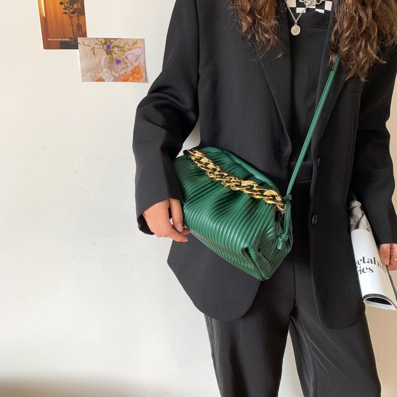 Eimy Damska Gruba Łańcuszkowa Torebka Crossbody - Duży Zielony