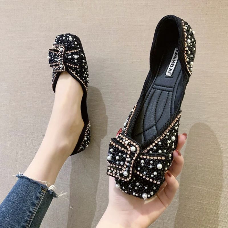 Eleganckie Płaskie Buty Damskie Cristal - Zielony