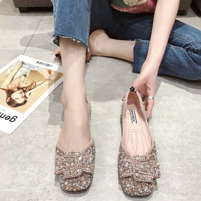 Eleganckie Płaskie Buty Damskie Cristal - Zielony