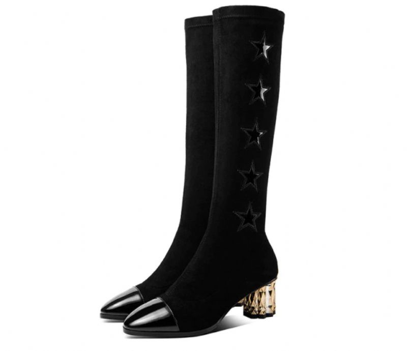 Eleganckie Zimowe Buty Damskie Do Kolan Rocha - Czarny