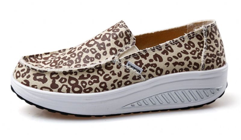 Elia Damskie Wygodne Buty Do Chodzenia Na Platformie - Lampart