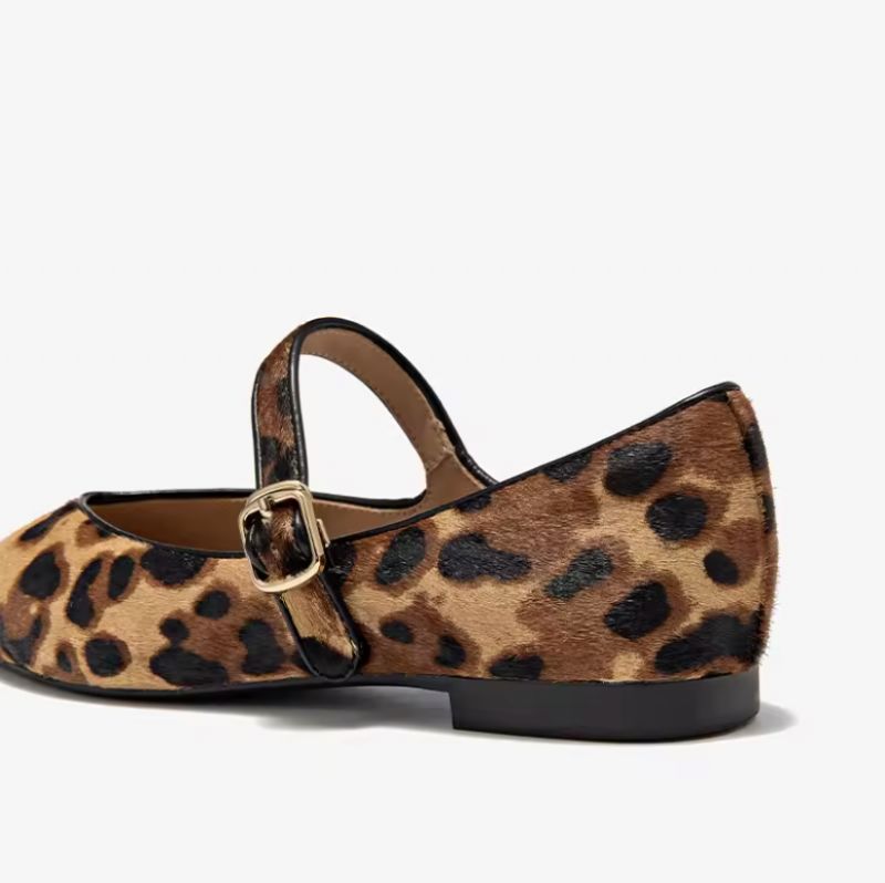 Elif Damskie Płaskie Buty Z Paskiem Na Klamrę - Brązowy