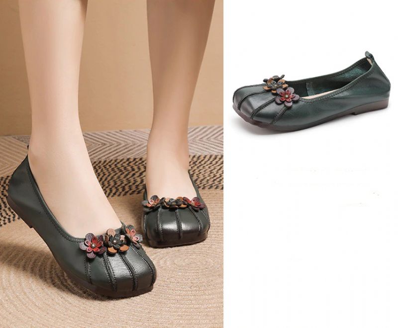 Elsy Damskie Płaskie Buty - Zielony