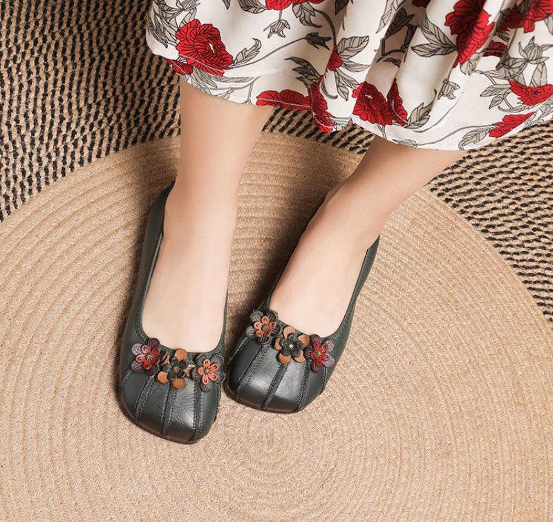 Elsy Damskie Płaskie Buty - Zielony