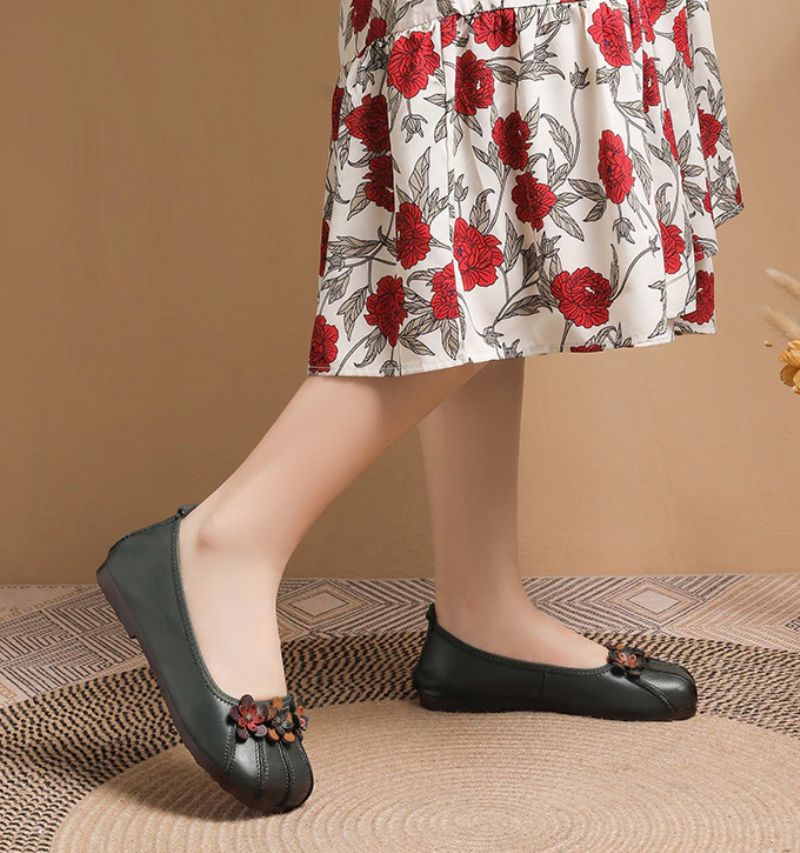 Elsy Damskie Płaskie Buty - Zielony