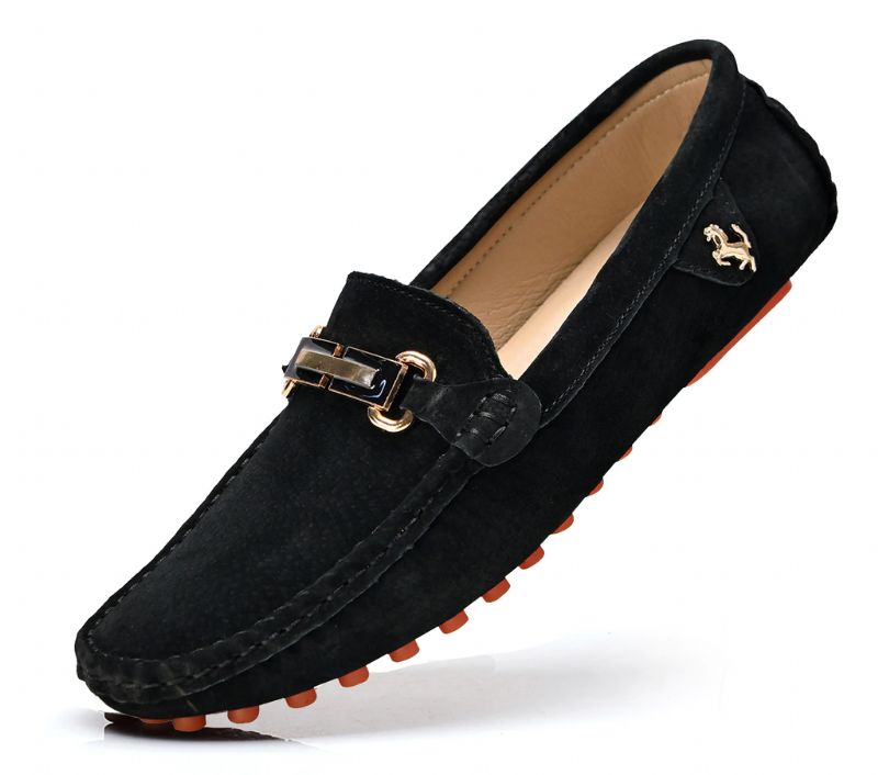 Elvion Męskie Mokasyny Eleganckie Buty - Czarny