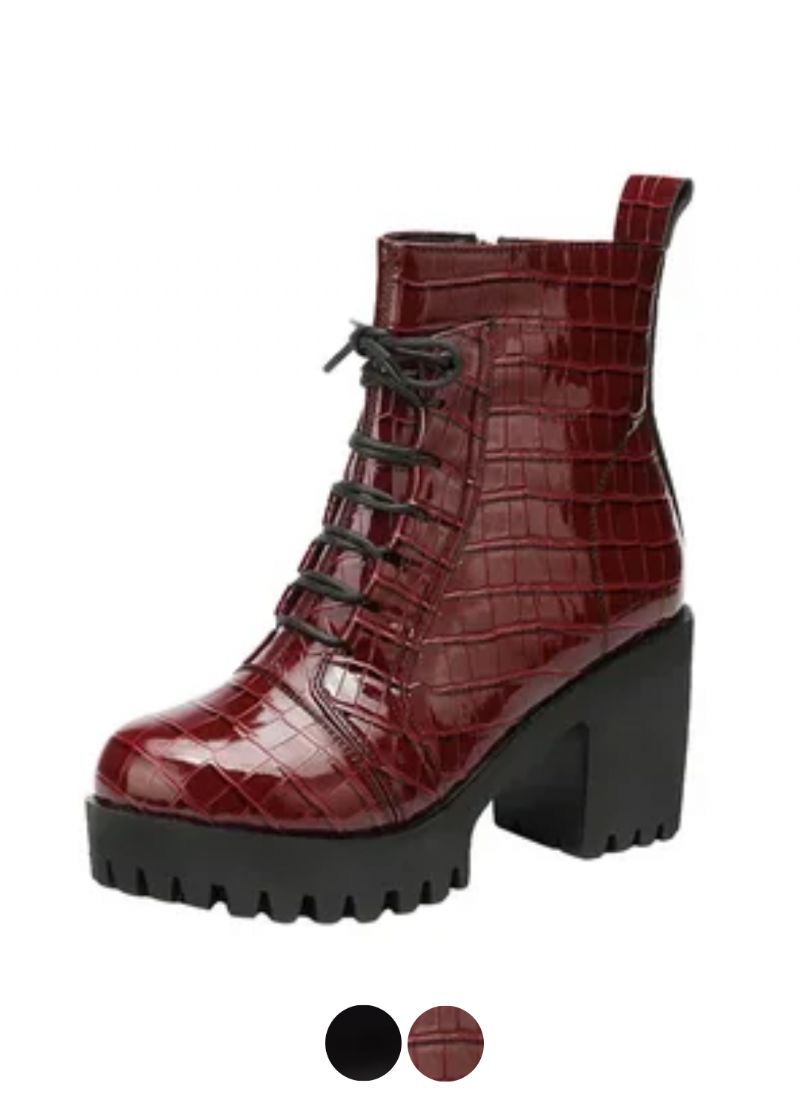 Elvys Damskie Lakierowane Buty Na Platformie