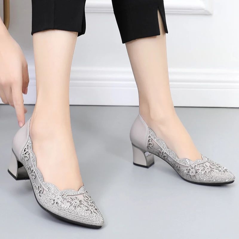 Emiliana Damskie Buty Na Obcasie - Szary