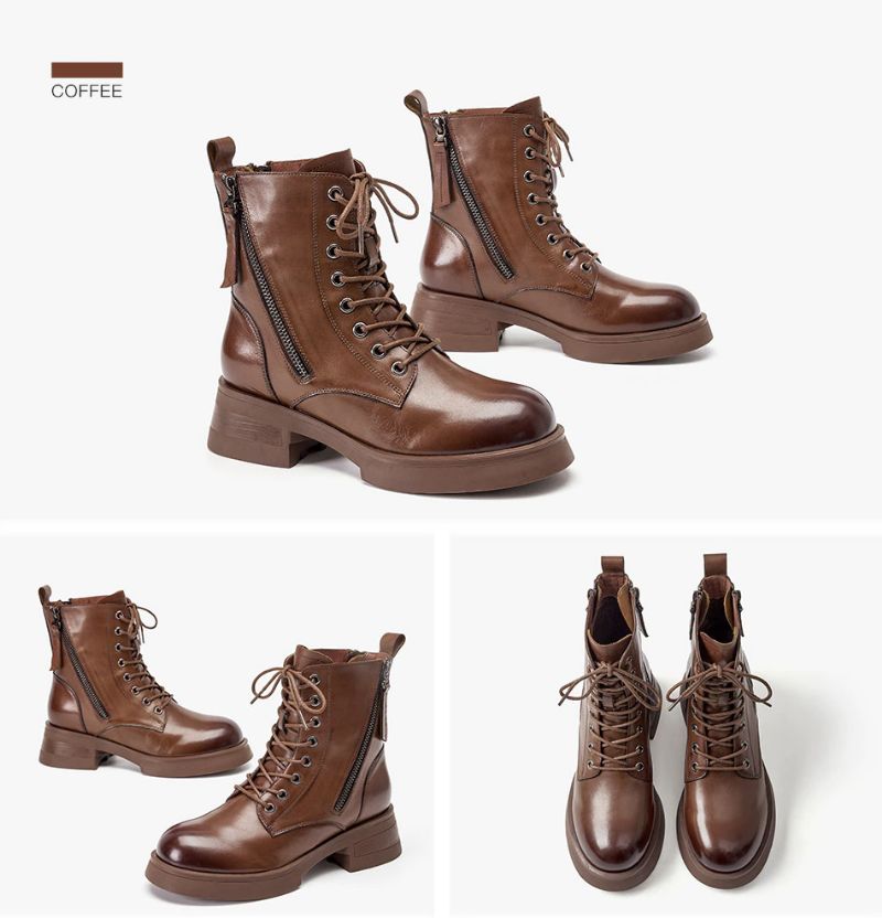 Erin Damskie Skórzane Buty - Kawowy