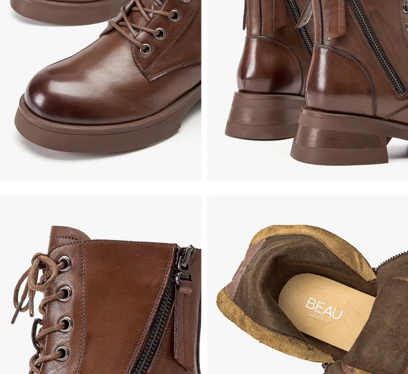 Erin Damskie Skórzane Buty - Kawowy