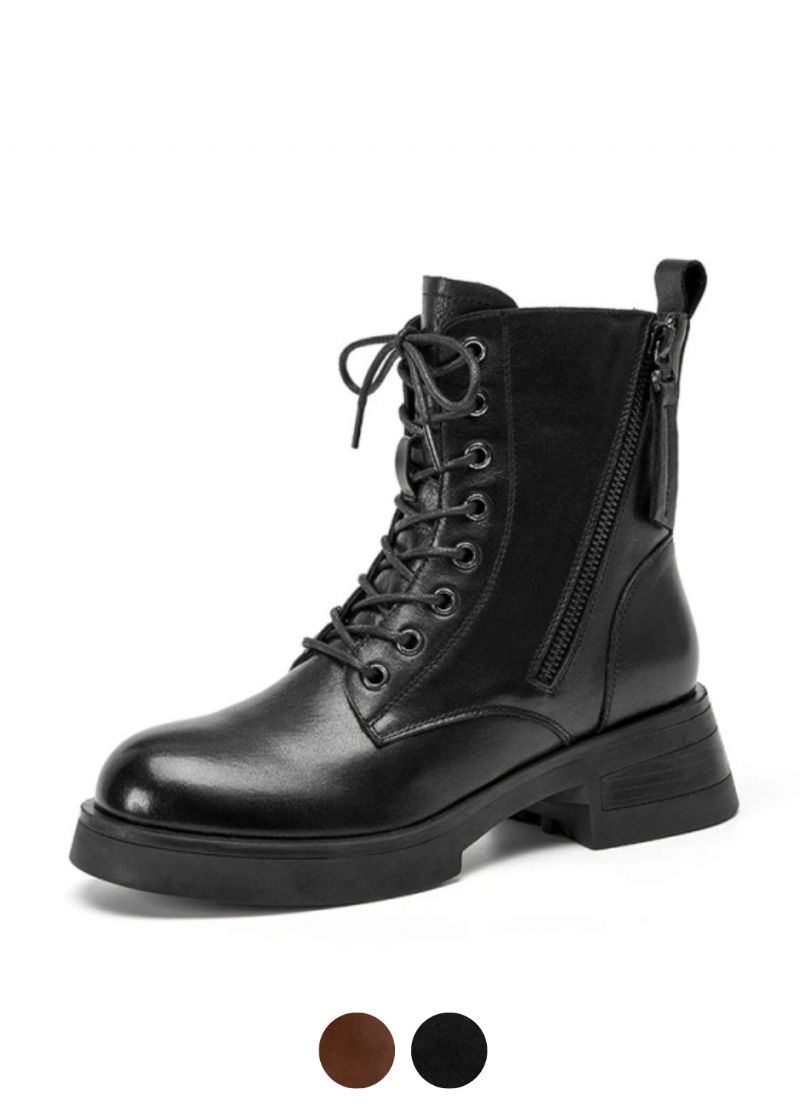 Erin Damskie Skórzane Czarne Buty