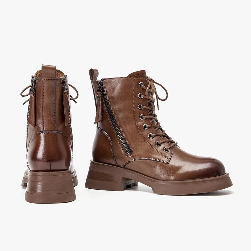 Erin Damskie Skórzane Czarne Buty - Czarny
