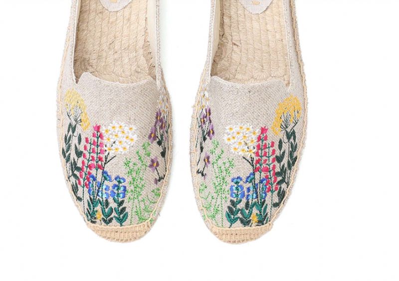 Espadryle Damskie Riani Z Haftem - Khaki