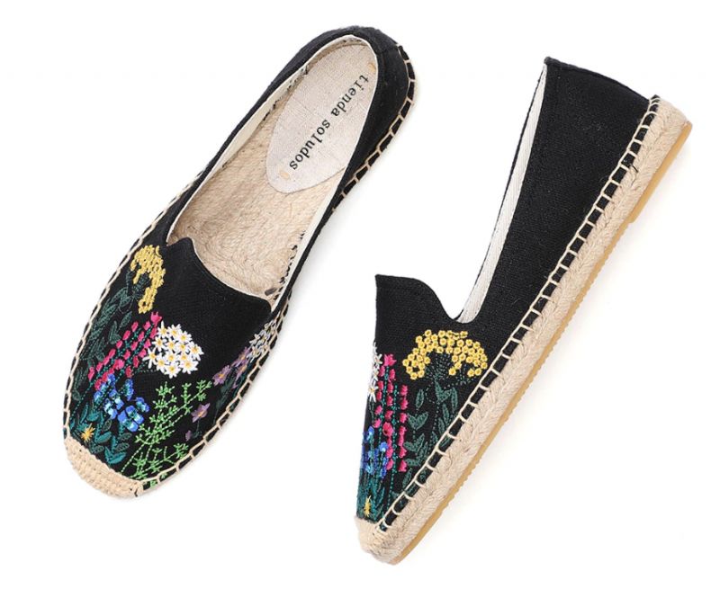 Espadryle Damskie Riani Z Haftem - Khaki