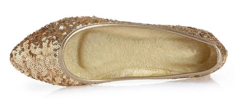 Eugenia Damskie Płaskie Buty - Złoty