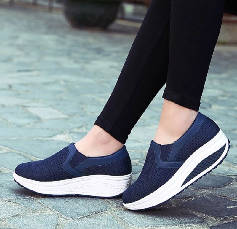 Eva Damskie Buty Na Platformie Mesh - Szary