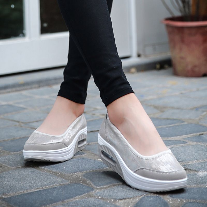 Eva Damskie Płaskie Buty Na Platformie - Czarny