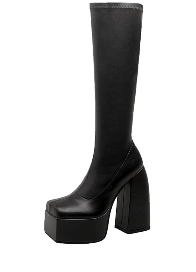 Fedra Damskie Czarne Buty Do Kolan