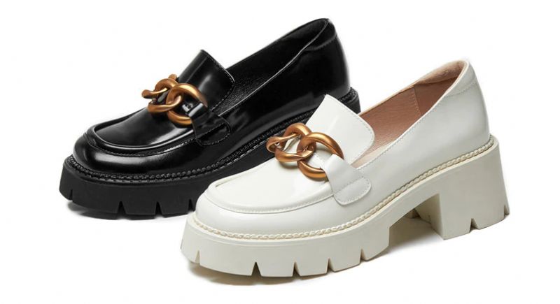 Fernanda Damskie Buty Oxford Na Platformie Z Okrągłym Noskiem - Biały