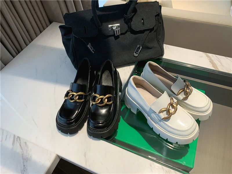 Fernanda Damskie Buty Oxford Na Platformie Z Okrągłym Noskiem - Biały