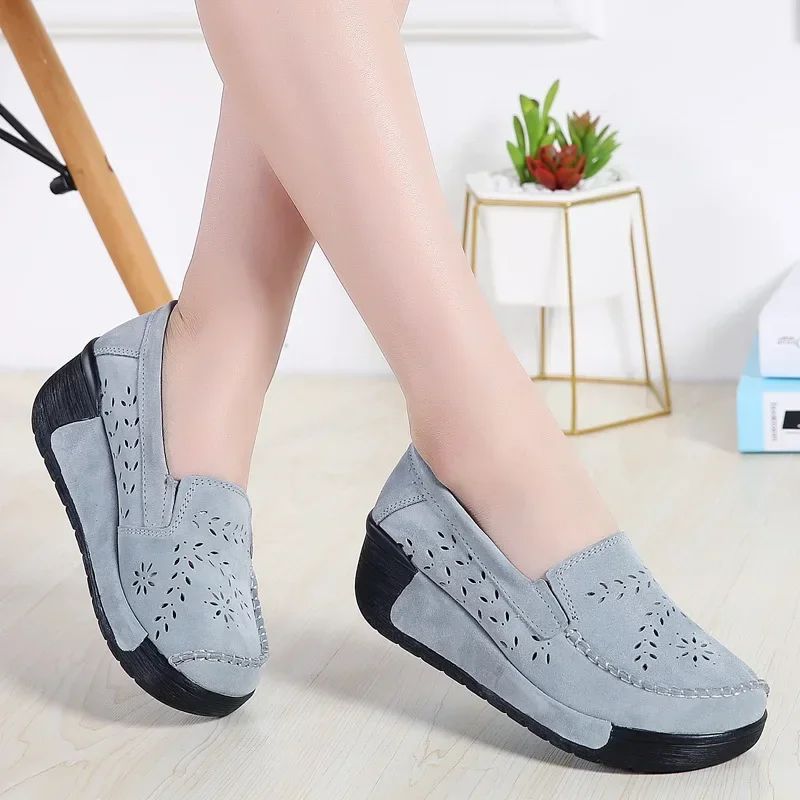 Flor Damskie Miękkie Buty Na Platformie - Niebieska dziura
