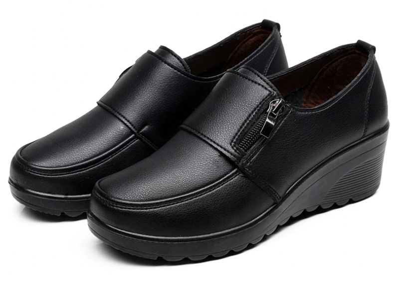 Francia Damskie Buty Na Koturnie - Czarny