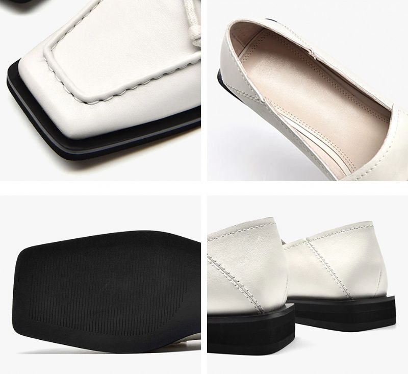 Galina Damskie Płaskie Skórzane Buty Typu Loafer - Czarny