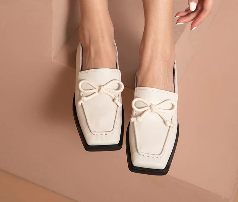 Galina Damskie Płaskie Skórzane Buty Typu Loafer - Czarny