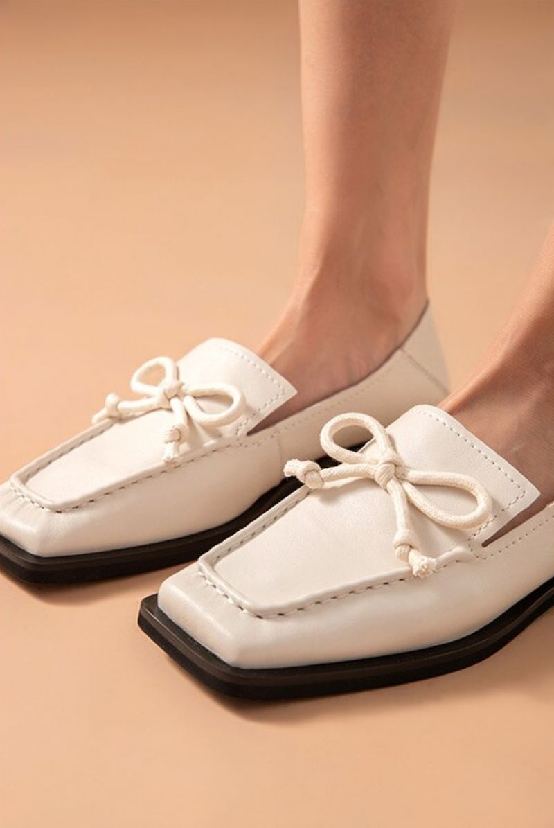 Galina Damskie Płaskie Skórzane Buty Typu Loafer - Czarny