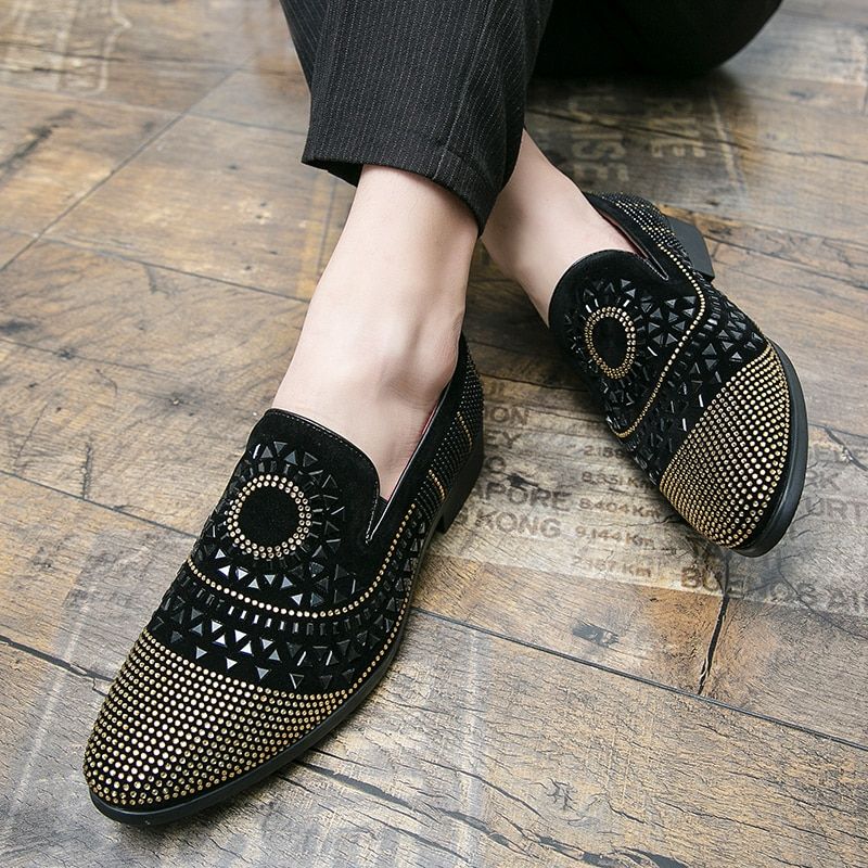 Gianluca Męskie Mokasyny Eleganckie Buty - Czarny