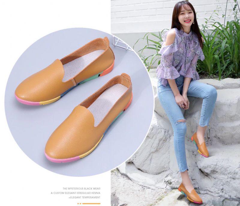 Gina Damskie Płaskie Buty Typu Slip-on - Czarny