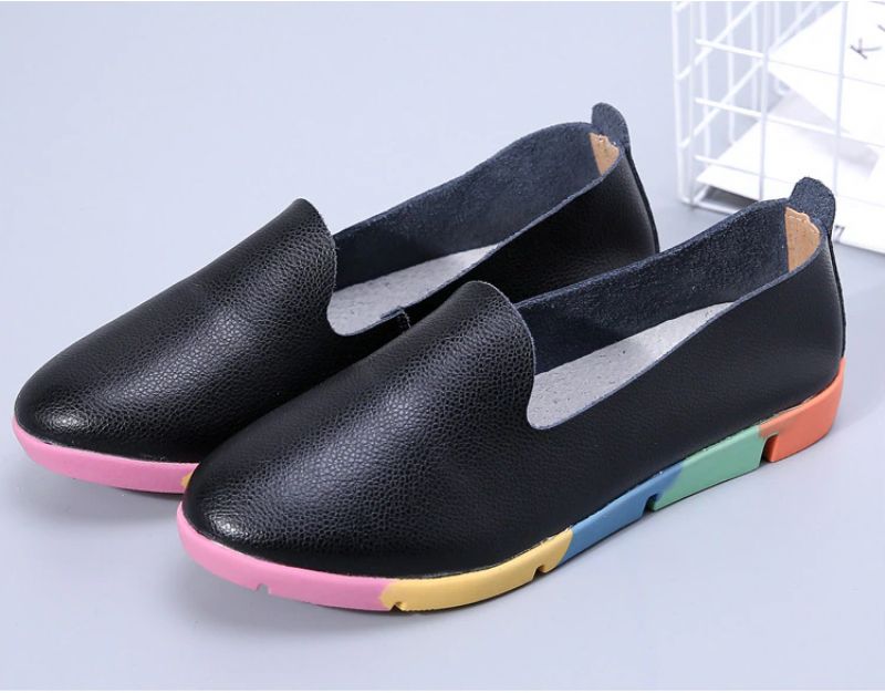 Gina Damskie Płaskie Buty Typu Slip-on - Czarny