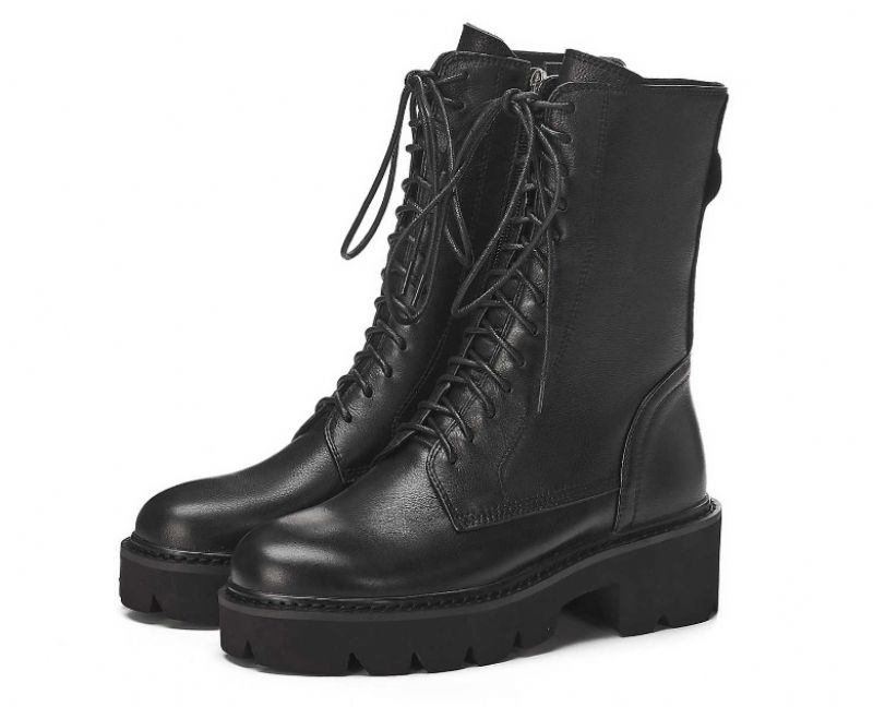 Golman Damskie Skórzane Buty Motocyklowe - Czarny