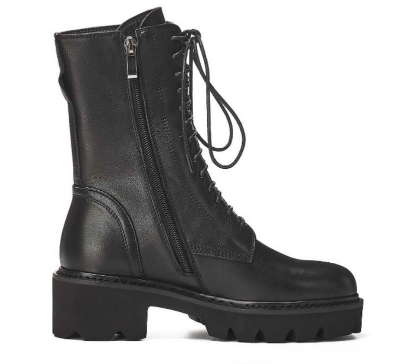 Golman Damskie Skórzane Buty Motocyklowe - Czarny