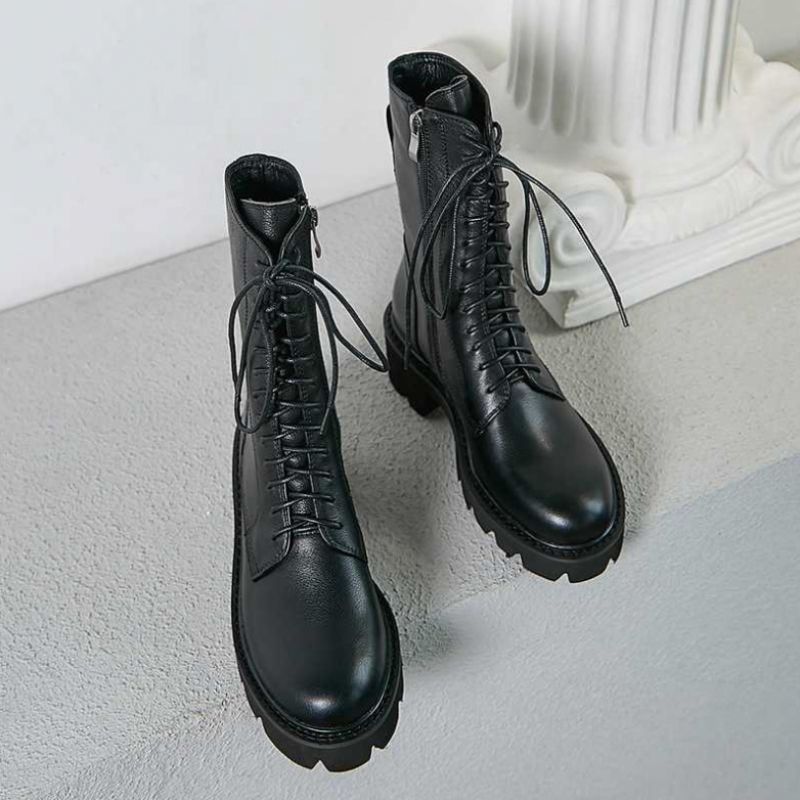 Golman Damskie Skórzane Buty Motocyklowe - Czarny