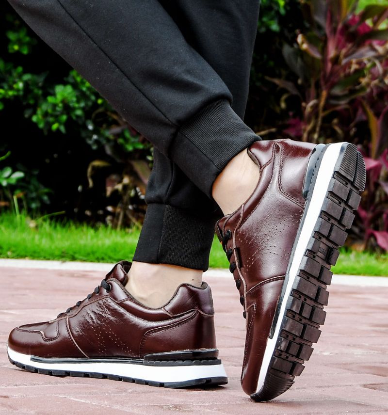 Grayson Modne Trampki Męskie - Burgundowy