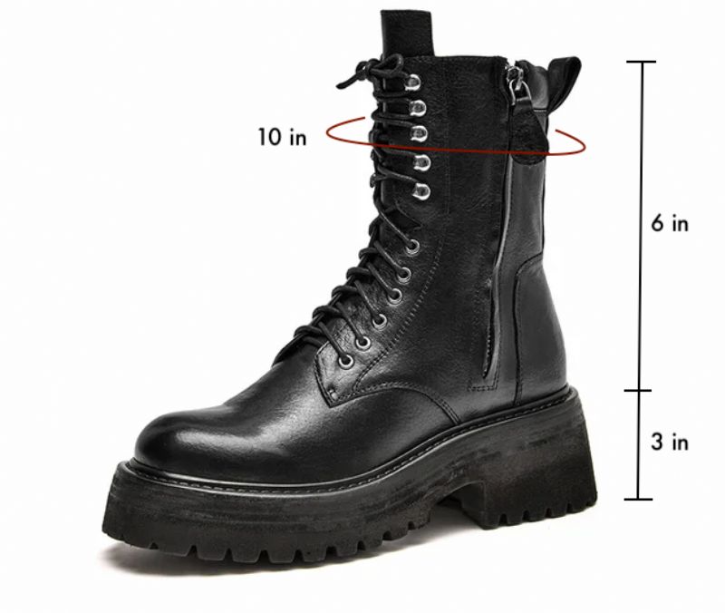 Hanson Damskie Skórzane Buty Na Platformie - Czarny