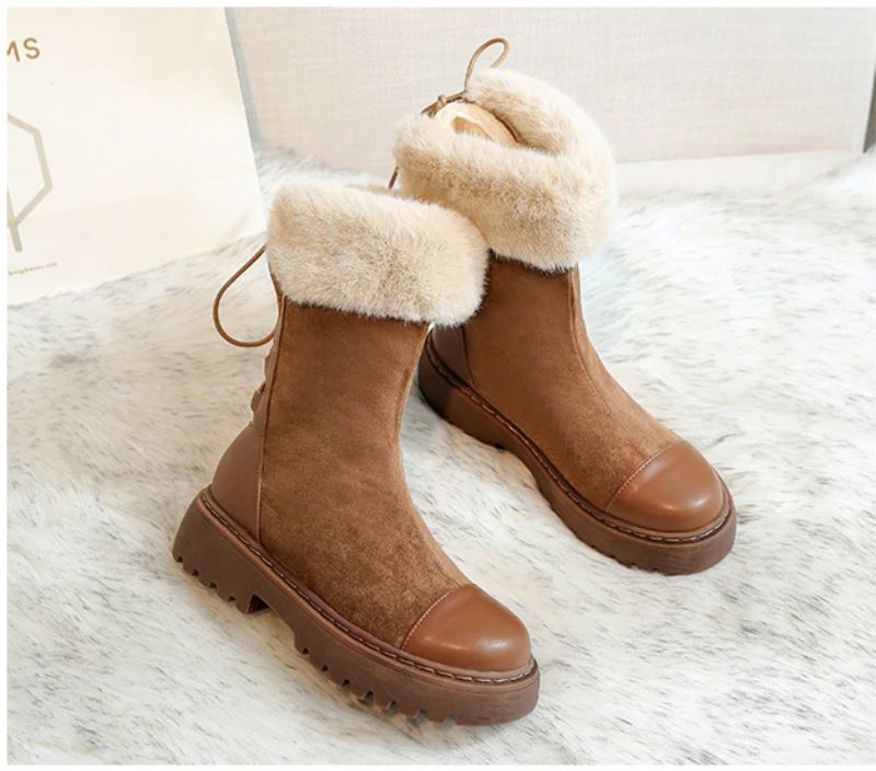 Henna Damskie Buty Do Połowy Łydki - Brązowy