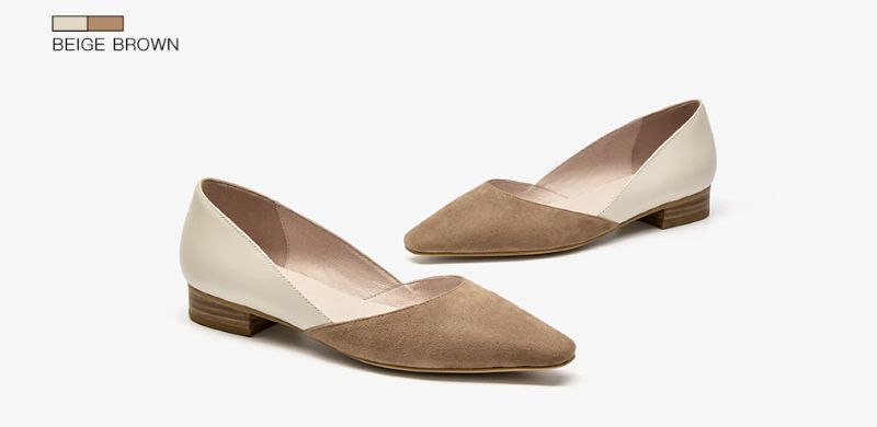 Hilaria Damskie Skórzane Płaskie Buty - Brązowy