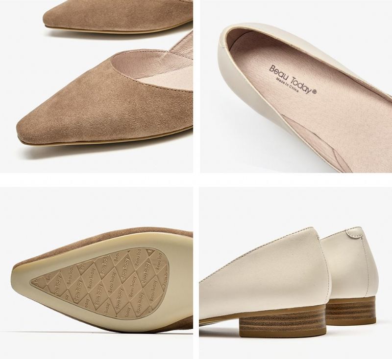 Hilaria Damskie Skórzane Płaskie Buty - Brązowy