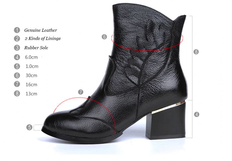 Humero Booties Ankle Height - Czerwony z futrem