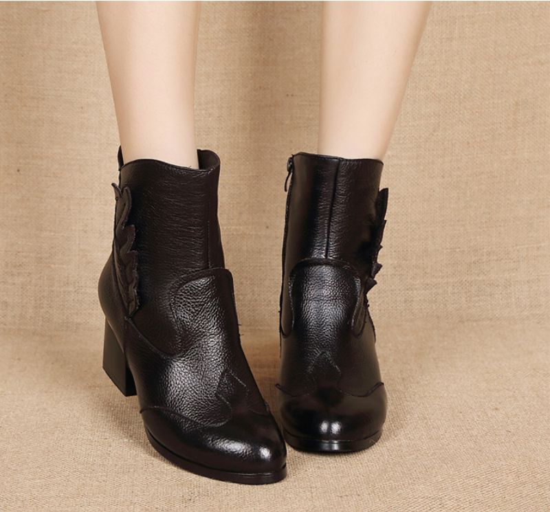 Humero Booties Ankle Height - Czerwony z futrem
