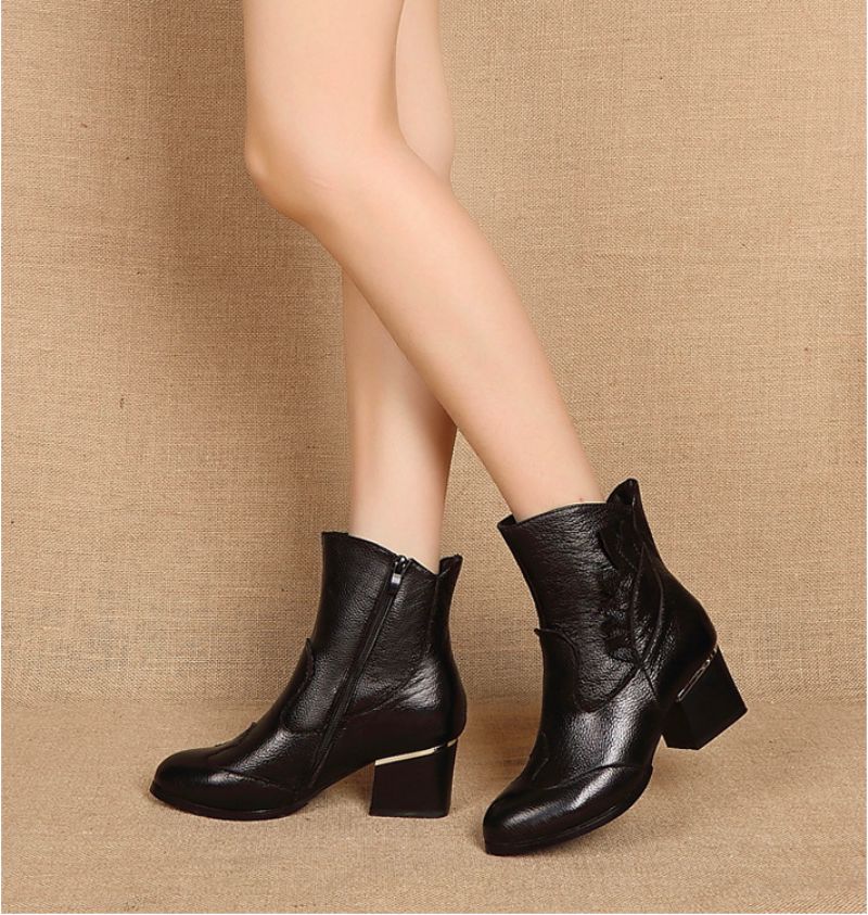 Humero Booties Ankle Height - Czerwony z futrem